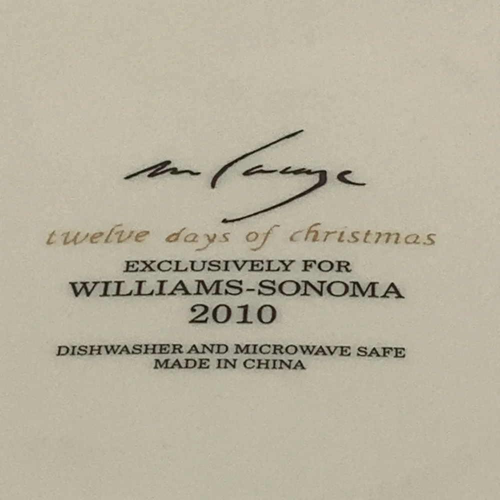 Williams Sonoma 2010 Twelve Days of Christmas Dinner Plate